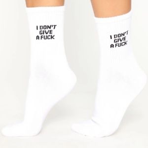 I Don't Give A F**k White Socks